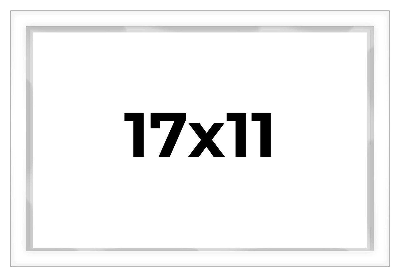 17x11 Shadow Box 3/4" Depth White Picture Frame - UV Acrylic, Backing, Hanging Hardware